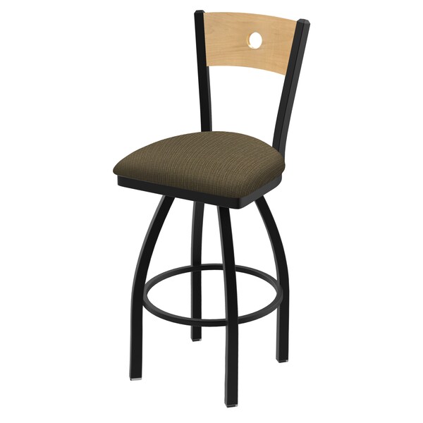 25" Swivel Counter Stool, Black Wrinkle, Nat Back, Graph Cork Seat